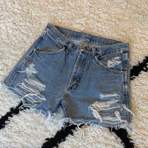 Rustler Blue Distressed cutoff Jean Shorts (fits size S)